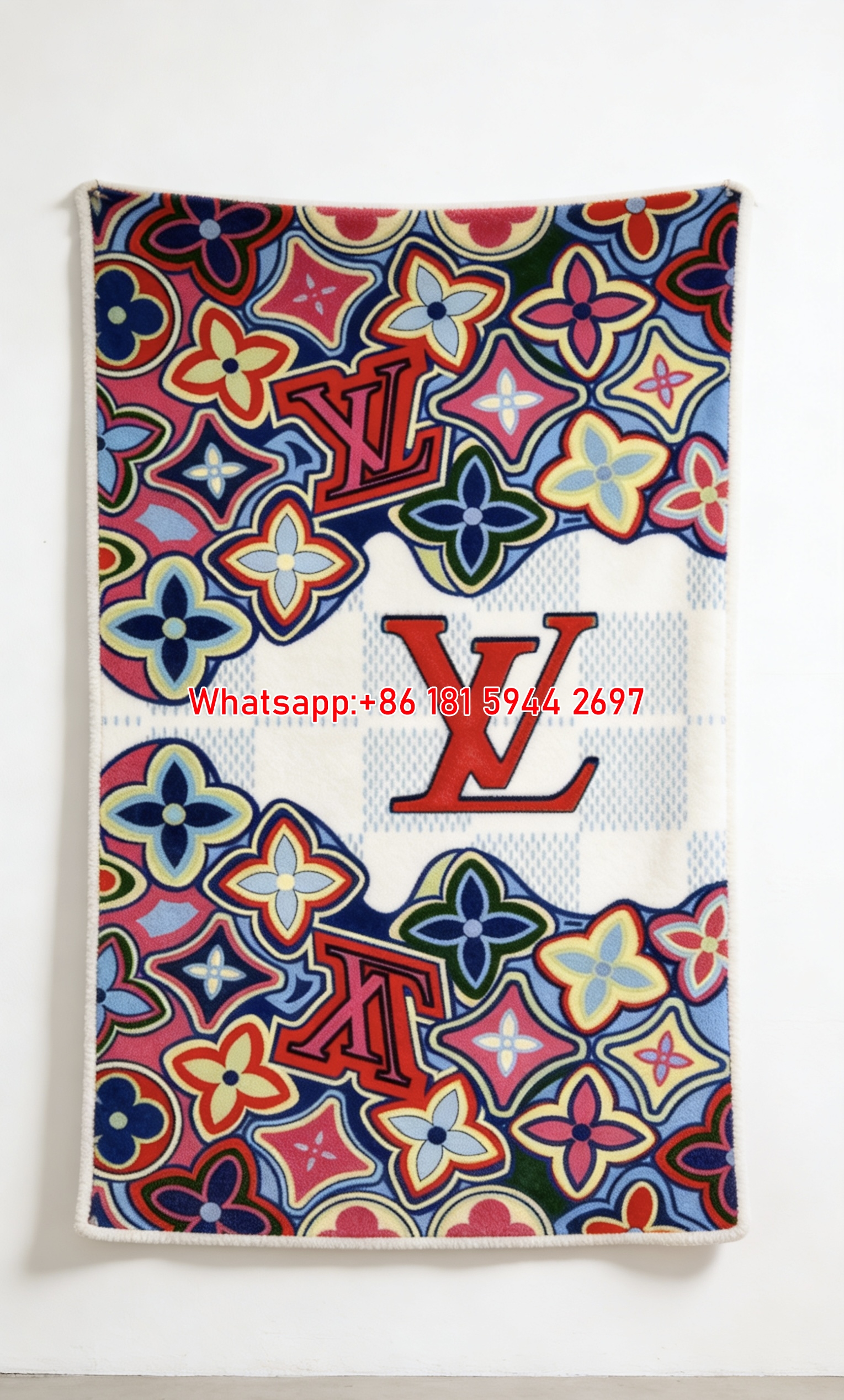 Vibrant Pop Art LV Flannel Throw Blanket 413